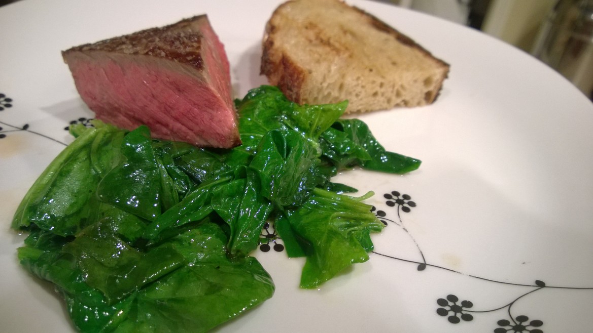My coffee butter steak and spinach Photo by Nico Sanchez ChefSteps