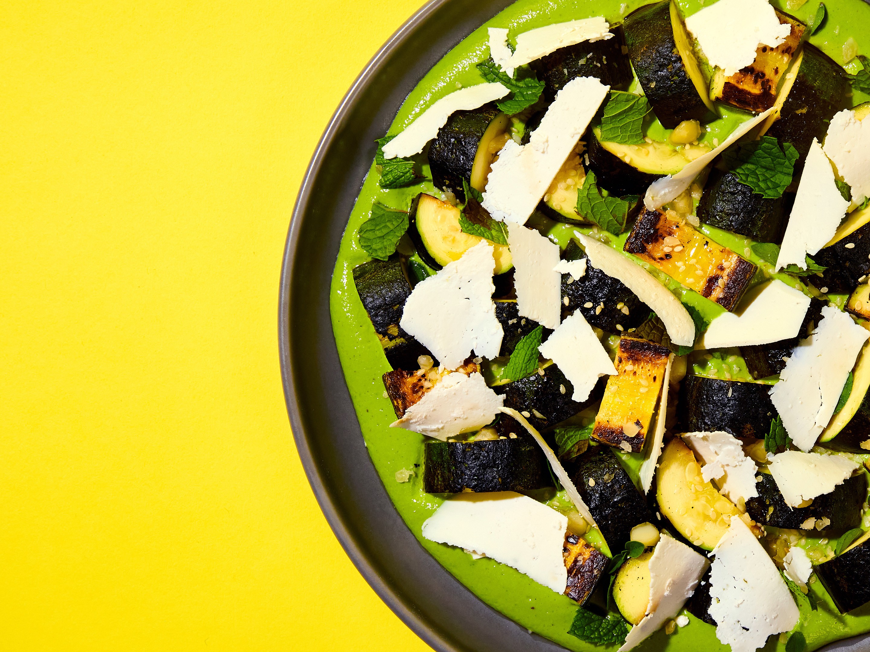 Charred Zucchini With Green Tahini Dressing