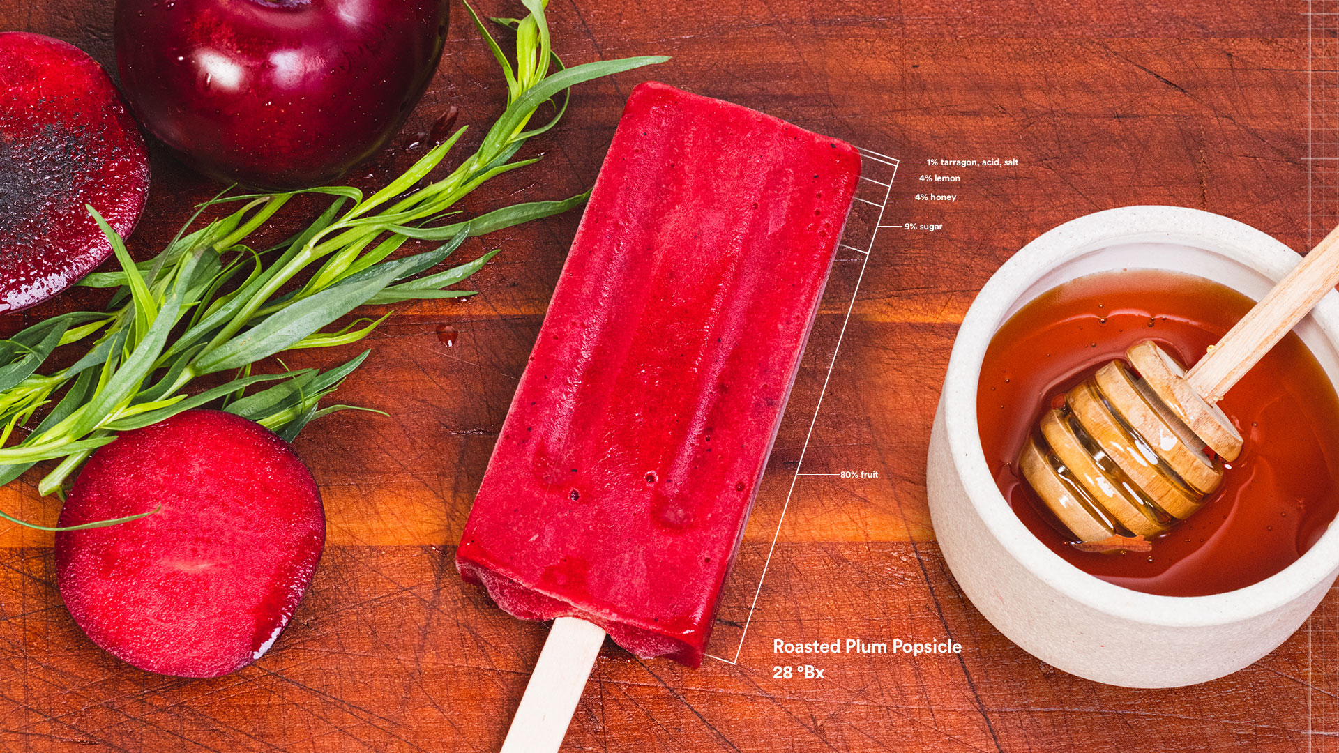 Roasted Plum and Tarragon Popsicles