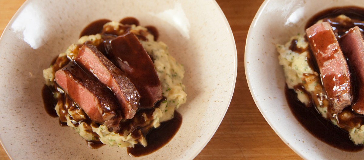 Sous Vide Steak With Red Wine Sauce and Smashed Potatoes ChefSteps